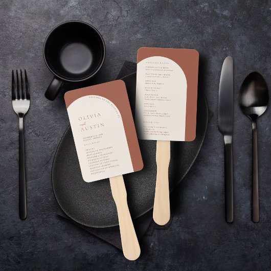 Éventail Programme de mariage à l'arche en terre cuite mini