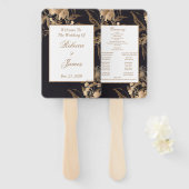 Éventail Programme de mariage à l'arrangement floral métall (Devant et derrière)