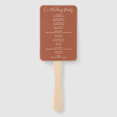 Éventail Programme de mariage à l'écriture signature en ter (Dos)