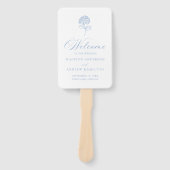 Éventail Programme de mariage à l'hortensia bleu classique (Devant)