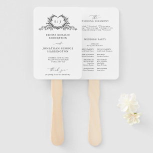 Éventail Programme de mariage à monogramme calligraphié min