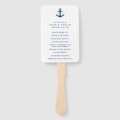 Éventail Programme de mariage à monogramme d'ancre bleu mar (Devant)