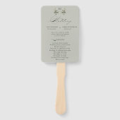 Éventail Programme de mariage à monogramme de branche d'oli (Devant)