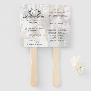 Éventail Programme de mariage à monogramme de calligraphie 