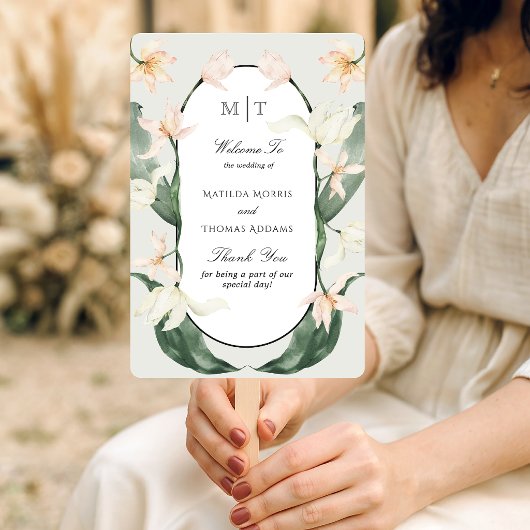 Éventail Programme de mariage à monogramme de tulipes botan