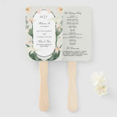Éventail Programme de mariage à monogramme de tulipes botan (Devant et derrière)