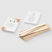 Éventail Programme de mariage à monogramme floral aquarelle (Non-assemblé)