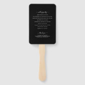 Éventail Programme de mariage à monogramme papillon noir et (Dos)