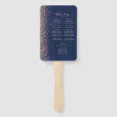 Éventail Programme de mariage à paillettes bleu marine et o (Dos)