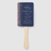 Éventail Programme de mariage à paillettes bleu marine et o (Devant)