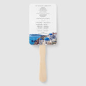 Éventail Programme de mariage à Santorin Grèce aquarelle (Dos)