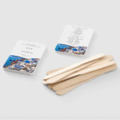 Éventail Programme de mariage à Santorin Grèce aquarelle (Non-assemblé)