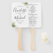 Éventail Programme de mariage à script signature avec feuil (Devant et derrière)