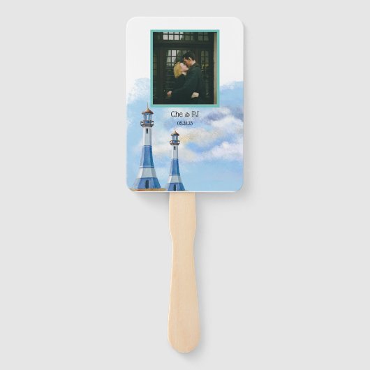 Éventail Programme de mariage à thème de plage (Dos)