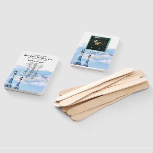 Éventail Programme de mariage à thème de plage (Non-assemblé)