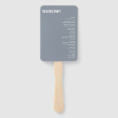 Éventail Programme de mariage à typographie bleue poussiére (Dos)