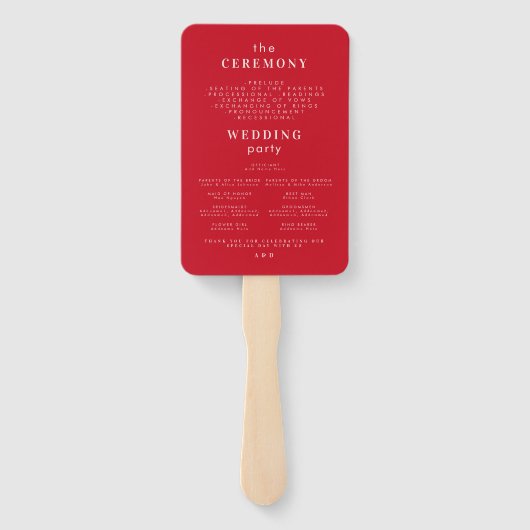 Éventail Programme de mariage à typographie rétro minimalis (Dos)