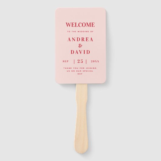 Éventail Programme de mariage à typographie rétro minimalis (Devant)