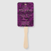 Éventail Programme de mariage abstrait violet et feuille d' (Devant)