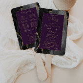 Éventail Programme de mariage Agate Or Noir Violet Profond