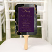 Éventail Programme de mariage Agate Or Noir Violet Profond