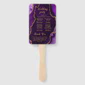 Éventail Programme de mariage Agate Violet et Or (Dos)