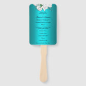 Éventail Programme de mariage Aqua et Roses Blanches (Devant)