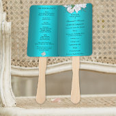 Éventail Programme de mariage Aqua et Roses Blanches