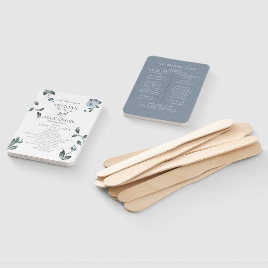 Éventail Programme de mariage | Aquarelle bleu bleu foncé (Non-assemblé)