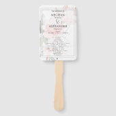 Éventail Programme de mariage | Aquarelle bleu rose floral (Devant)