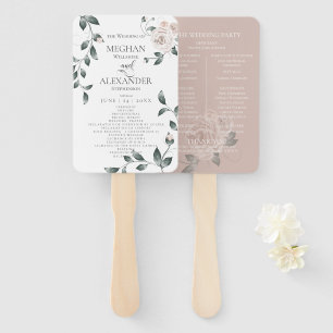Éventail Programme de mariage   Aquarelle Dusty Rose Floral