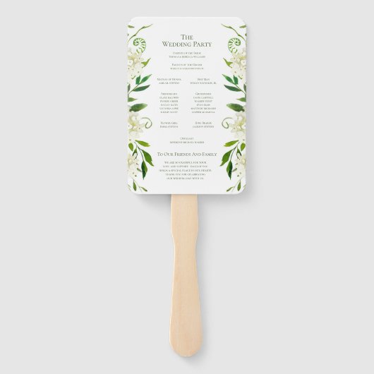Éventail Programme de mariage aquarelle florale Hydrangea b (Dos)