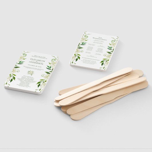 Éventail Programme de mariage aquarelle florale Hydrangea b (Non-assemblé)