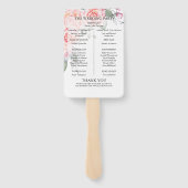 Éventail Programme de mariage | Aquarelle Roses roses roses (Dos)