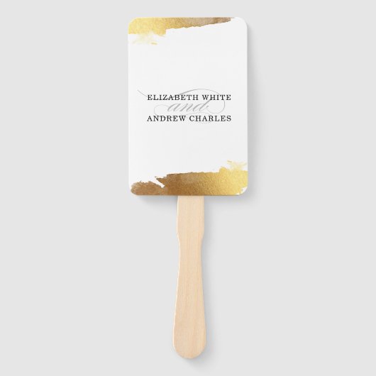 Éventail PROGRAMME DE MARIAGE arêtes dorées modernes de lux (Devant)