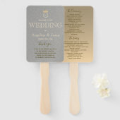 Éventail Programme de mariage argent et or (Devant et derrière)