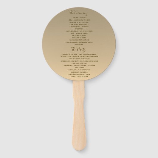 Éventail Programme de mariage argent et or (Dos)