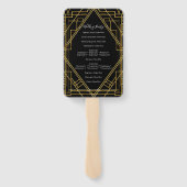 Éventail Programme de mariage Art Déco Or & Noir des Années (Dos)