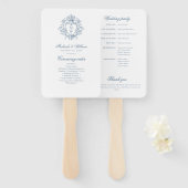 Éventail Programme de mariage au blason monogrammé Régence (Devant et derrière)