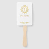 Éventail Programme de mariage au blason monogrammé Régence  (Devant)
