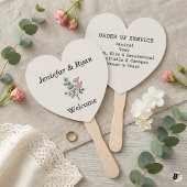 Éventail Programme de mariage au cœur floral d'eucalyptus é