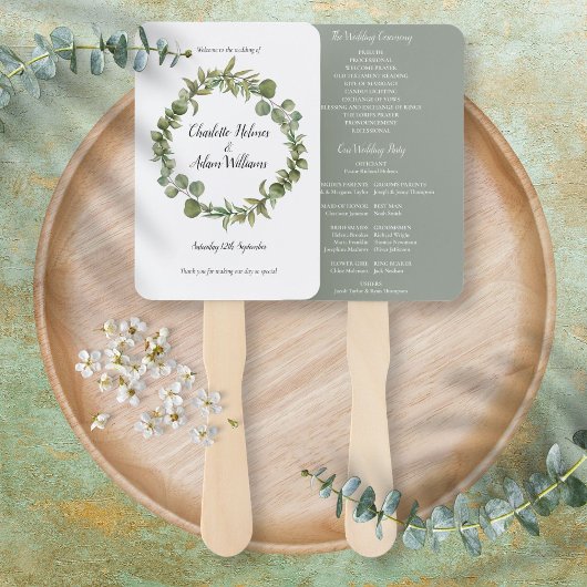 Éventail Programme de mariage au eucalyptus et verdure fore