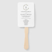 Éventail Programme de mariage au monogramme de crête feuill (Devant)
