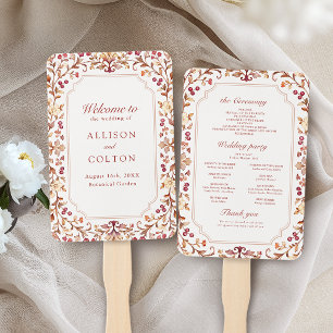 Éventail Programme de mariage automnal floral botanique vin