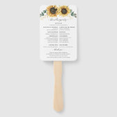 Éventail Programme de mariage aux feuilles de tournesol euc (Dos)