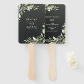 Éventail Programme de mariage aux feuilles de verdure moder (Devant et derrière)