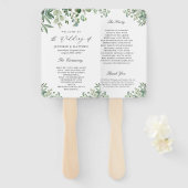 Éventail Programme de mariage aux feuilles d'eucalyptus élé (Devant et derrière)