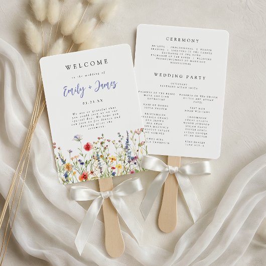 Éventail Programme de mariage aux fleurs sauvages