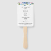 Éventail Programme de mariage aux hortensias bleu clair mon (Dos)