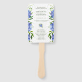 Éventail Programme de mariage aux Hortensias Bleus (Devant)